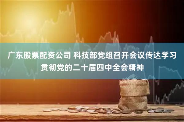 广东股票配资公司 科技部党组召开会议传达学习贯彻党的二十届四中全会精神